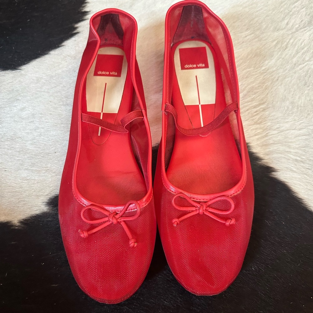 Red mesh ballet flats by dolce vita size 10